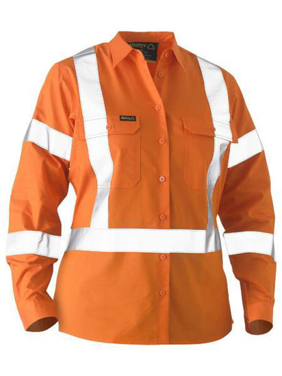 Picture of Bisley Recycle Women's X Taped Hi Vis Drill Shirt BL6266XT