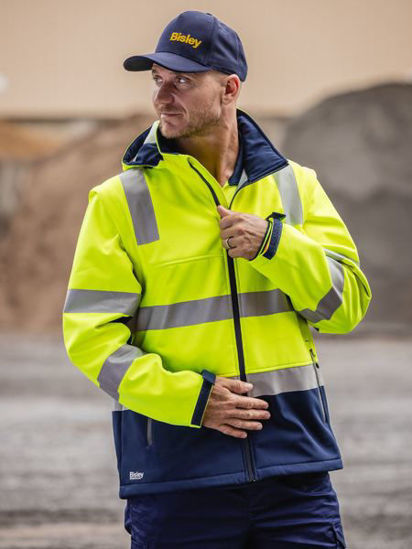 Picture of Bisley Taped Two Tone Hi Vis 3 in 1 Soft Shell Jacket BJ6078T